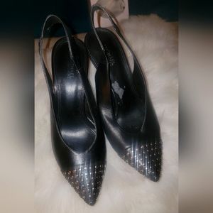 Michael Kors Black silver studded Gemma slingback heels